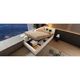 thumbnail of Komfortables Sofa-Bett Samtstoff mit Stauraum Hydraulik Lattenrost Leselampe USB-C Modernes Tagesbett Wohnzimmer 90x190 cm Beige