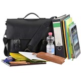 thumbnail of Ruitertassen Lehrertasche Leder 3 Fächer Schultasche Aktentasche schwarz Damen Herren 40x30cm