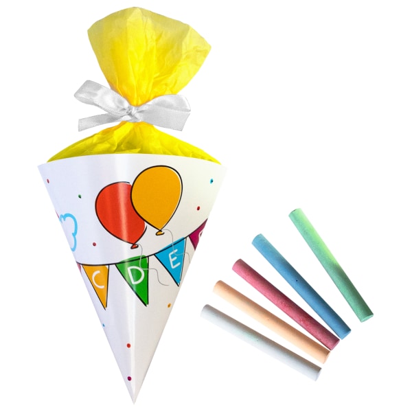 Mini Schultüte gefüllt mit bunter Kreide Einschulung