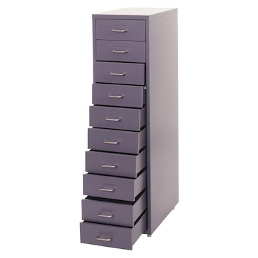Mobiletto da ufficio con cassetti 110 x 28 x 41 cm 10 cassetti acciaio grigio scuro 04_0008256