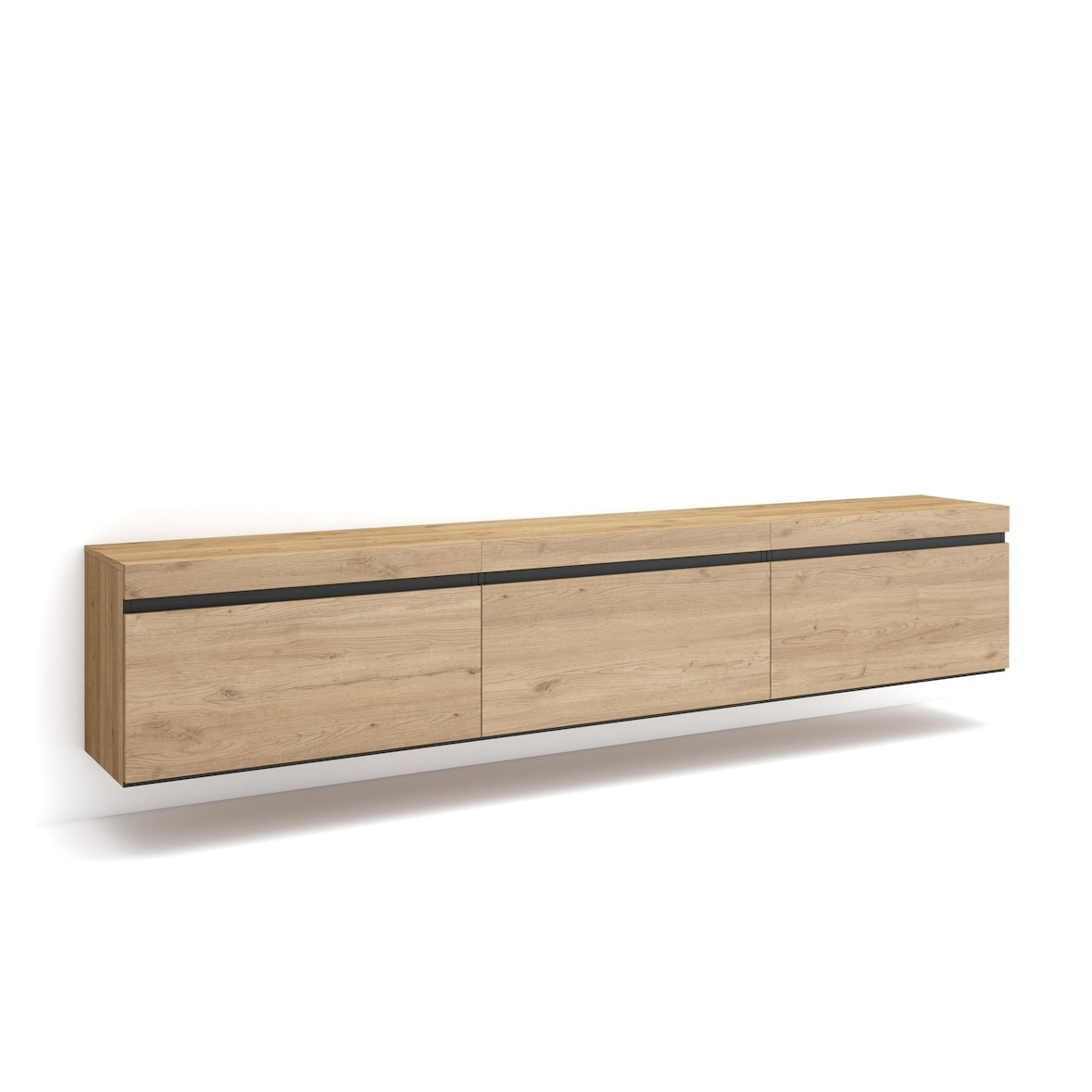 Mobile TV Soggiorno, Ampio spazio a disposizione, 240x35x45cm, Sospeso, da appendere, Stile moderno, Rovere _ 501_3