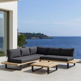 thumbnail of Now's Home - Salon de jardin en bois d'acacia et coussins noir 6 places