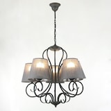 thumbnail of Licht-Erlebnisse Kronleuchter Landhaus ABUELA Stoff gemütlich 5-flammig Hängeleuchte Esstisch Wohnzimmer, LK1/4/0203