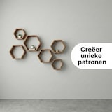 thumbnail of IvoQ Hexagon Wandplanken Hout - Set van 3 - Grenen - Zwevend Wandrek - Honingraat - Natuurlijk