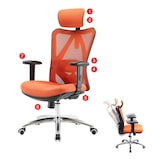 thumbnail of SIHOO silla de oficina silla de escritorio, ergonómica, soporte lumbar ajustable, 150kg de capacidad de carga ~ sin reposapiés, naranja