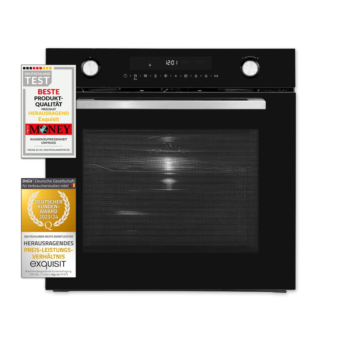 Exquisit Einbau-Mikrowelle EBEM 797-H-030 schwarz | Heißluft und Grill | max. 1800 W | Garraum 72 l | Schwarz-Glas Front