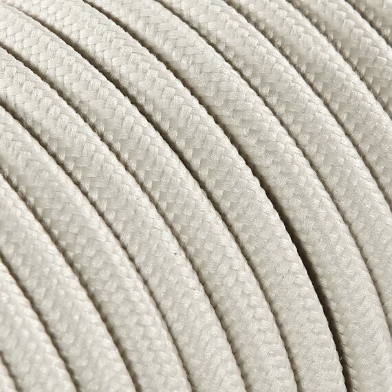 Fil Électrique Tissu Blanc Ivoire 3x0,75mm² - Câble Électrique Textile de Qualité