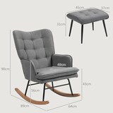 thumbnail of Schaukelstuhl mit Fußhocker Dunkelgrau 64x89x90 cm bis 130 kg belastbar mit Armlehnen hoher Rückenlehne gepolstert Leinenoptik