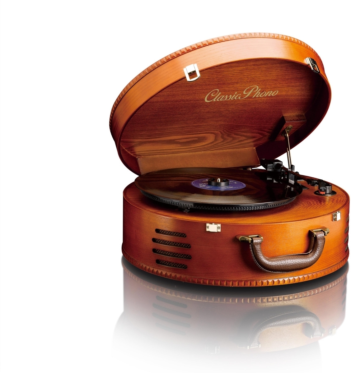 LENCO TT-34 Koffer-Plattenspieler im Holzgehäuse mit USB.