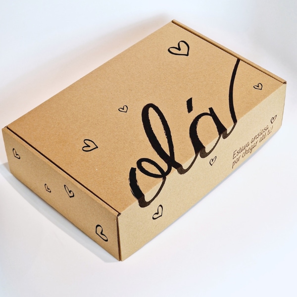 Caixa Postal c/ Padrão Olá em preto 200x200x70 mm