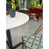 thumbnail of Ensemble repas de jardin 2 places en acier, plateau rond en terrazzo et fauteuil vert - BISTRO