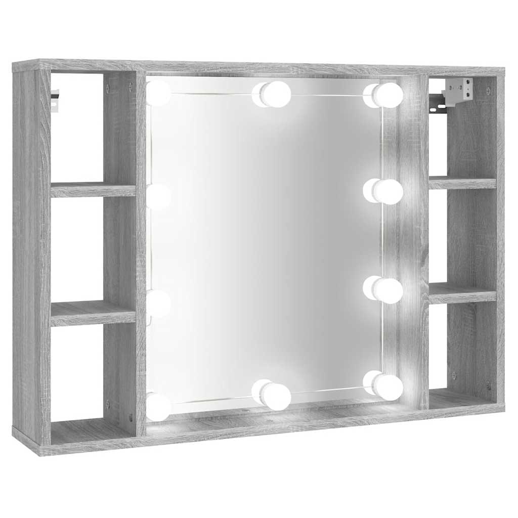 vidaXL Spiegelkast met LED-verlichting 76x15x55 cm grijs sonoma eiken