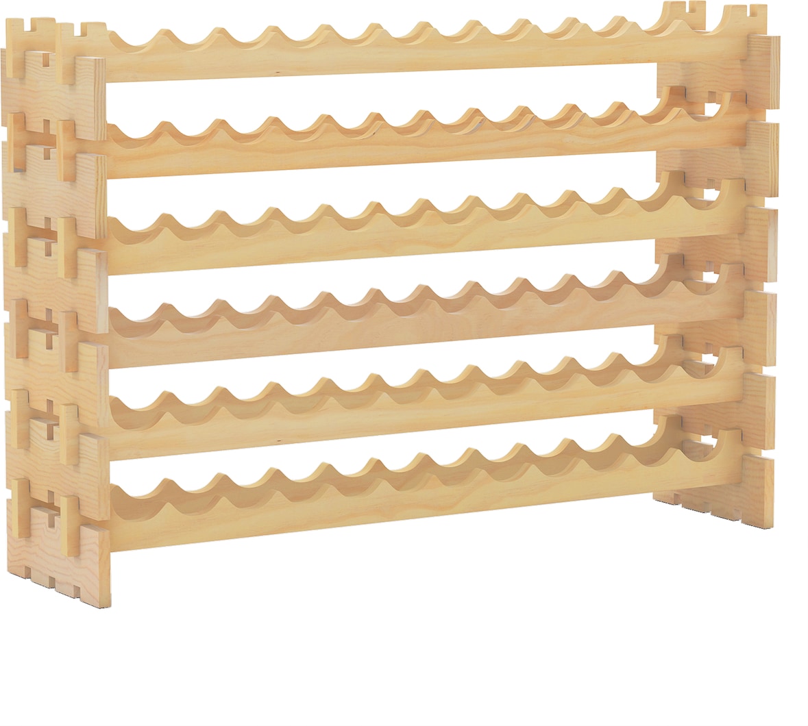 COSTWAY Holz-Weinregal für 72 Flaschen, 6 Höhenvarianten wählbarer Flaschenständer