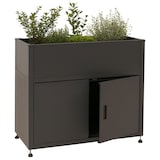 thumbnail of HWC-O85, floreira com canteiro elevado de metal, espaço de arrumação, metal 33kg 91x101x51cm ~ antracite