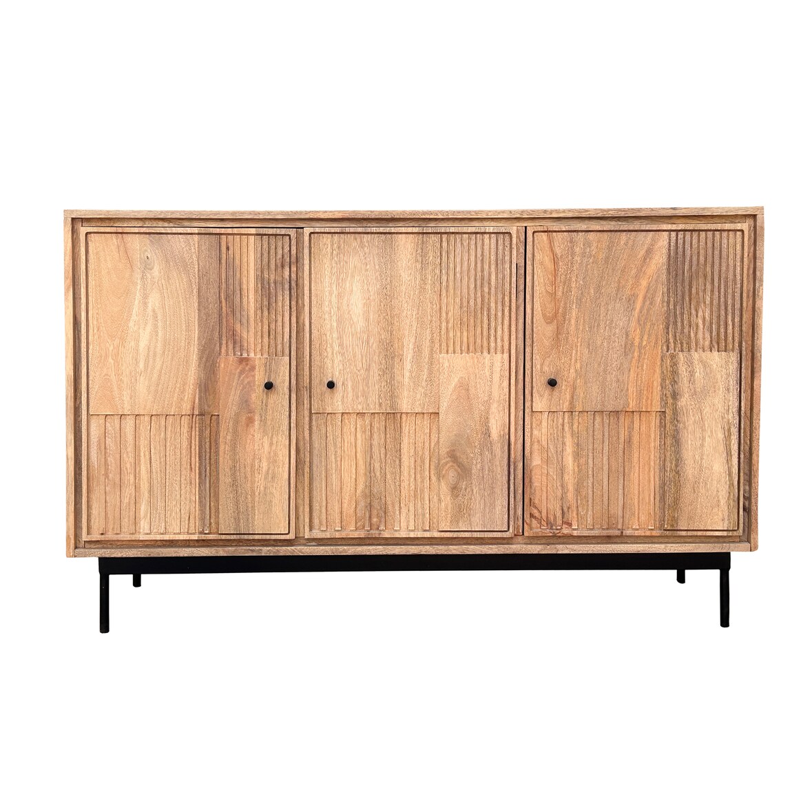 SIT Möbel Sideboard mit 3 Türen | Mango natur, Metallgestell schwarz | B 130 x T 40 x H 80 cm | 20003-01