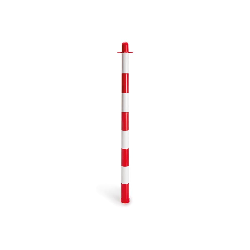 Perel Borne de signalisation 90 cm rouge/blanc, poteau plastique avec 2 anneaux, idéale pour clôtures temporaires, parkings et événements