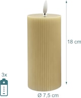 thumbnail of Relaxdays LED Kerzen, 4er Set, HxD: 18 x 7,5 cm, flackernde Flamme, Echtwachs, Rillen, flammenlose Blockkerzen, beige