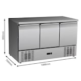 thumbnail of Mesa refrigerada profesional de 3 puertas – Capacidad de 368 litros – Acero inoxidable y refrigeración ventilada estática