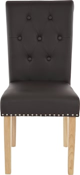 thumbnail of 2er-Set Esszimmerstuhl Chesterfield II, Stuhl Küchenstuhl, Nieten ~ Kunstleder, coffee, helle Beine