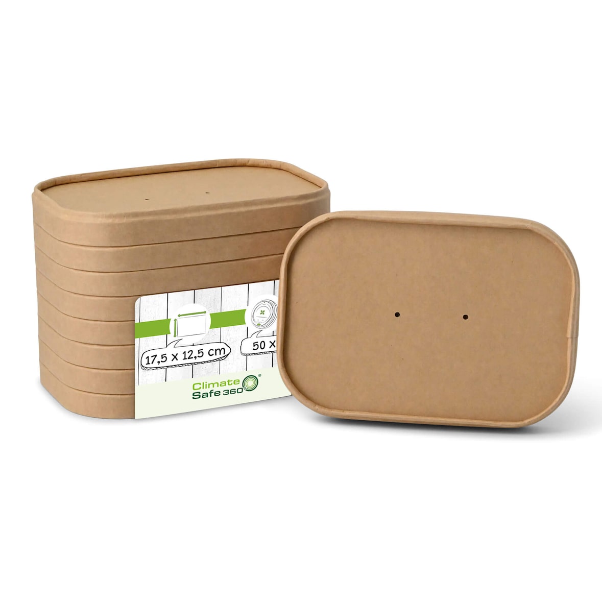 greenbox - Deckel aus Karton 17,5 x 12,5 cm, braun, rechteckig, 50 St.