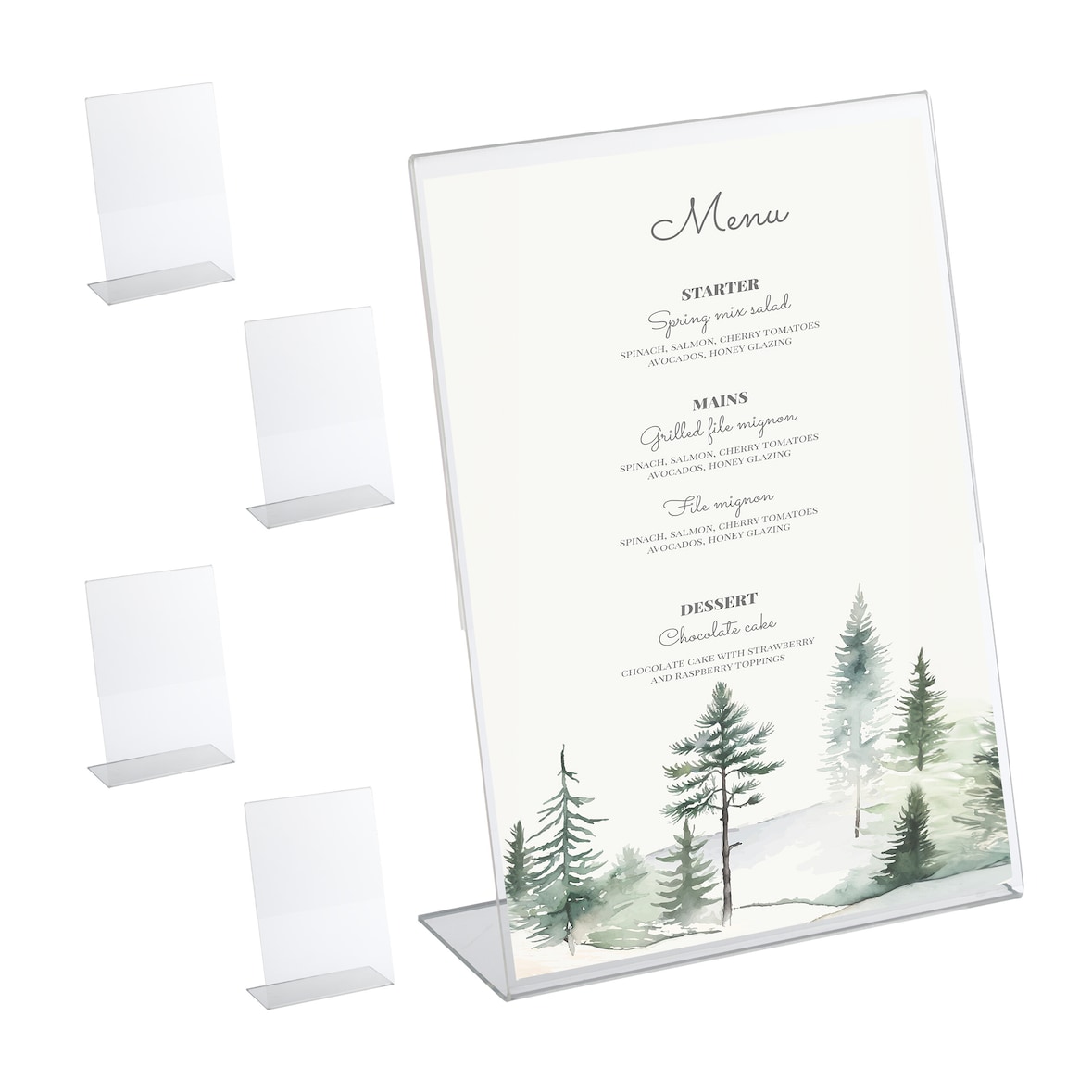 Relaxdays Tischaufsteller 5er Set, DIN A4 Aufsteller, Thekenaufsteller Menükarten, Werbung, Hochzeit, Acryl, transparent