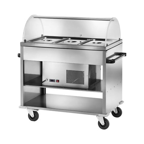 Carro térmico de servicio de acero inoxidable para restaurantes y hoteles, 124 x 72 x 126 cm RS0547