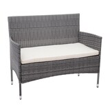 thumbnail of Poly-Rattan Garnitur HWC-F55, Balkon-/Garten-/Lounge-Set Sofa Sitzgruppe ~ grau, Kissen creme