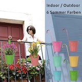 thumbnail of 6 x Blumentopf BUNT Hängetopf Pflanztopf Hängetöpfe Blumen Topf Kräutertopf Zink