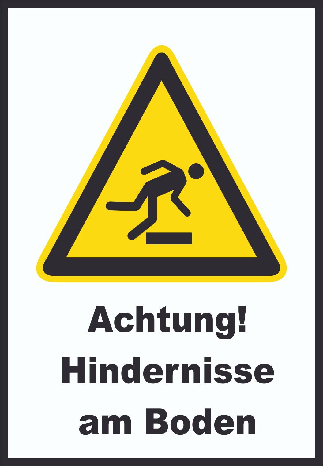 Achtung Hindernisse am Boden A4 (210x297mm) Schild