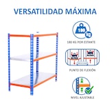 thumbnail of SimonRack Metallregal, 900x800x400 mm, 3 Ebenen, Metallboden, 180 kg Biegepunkt, Blau/Orange/Verzinkt - Simonclick