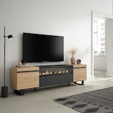 thumbnail of Mueble TV, Televisión, 200x57x35cm, Para TV hasta 80", Chimenea eléctrica, Diseño industrial, Roble y negro _ 47_22