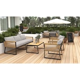 thumbnail of METRO PROFESSIONAL Outdoor-Lounge Ateo 4-tlg., Alu/Eukalyptusholz, 2 Einzelsesseln, 1 3-Sitzer Sofa, 1 Couchtisch, mehrfarbig