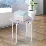 thumbnail of HOMCOM Silla de Ducha Taburete Baño Asiento con Respaldo Altura Regulable Antideslizante 43x50,6x71-88 cm Gris