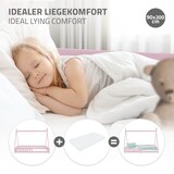 thumbnail of ML-Design Kinderbett Tipi 90 × 200 cm Rosa mit Rausfallschutz & Lattenrost – Kiefer massiv, Hausbett mit Zaun, Bodenbett/Spielbett