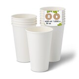 thumbnail of BIOZOYG 1000 Stück kompostierbare Einwegbecher 400ml / 16oz Pappbecher, Trinkbecher, Wegwerfbecher, Getränkebecher, einwandig, weiß, kompostierbar