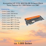 thumbnail of Kompatibel HP 117A, W2070A BK Schwarz Black Toner Patrone für 1.000 Seiten von D&C