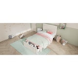 thumbnail of Holzbett Einzelbett 90x200 mit Schublade und Stauraum, Massivholzbett im Blockdesign, stabiles Bett mit Lattenrost, modernes Design Weiß