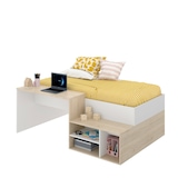 thumbnail of Dmora Kinderbett Cervino, Einzelbett für Schlafzimmer, Set mit Schreibtisch und Regalen, 134 x 195 x 73 cm, Weiß und Eiche