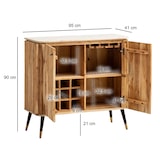 thumbnail of Hausbar Akazie Massivholz 95x90x41 cm Weinbar Echter Marmor, Kleine Bar Modern, Barschrank mit Türen und Weinregal, Spirituosenschrank mit