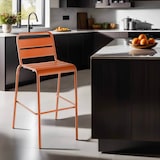 thumbnail of Hochstuhl aus orangefarbenem Metall