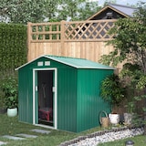 thumbnail of Cobertizo de jardín de exterior 4,9 m² 277x195x192 cm caseta de jardín con 2 puertas corredizas base refuerzo (suelo no incluido) verde oscuro