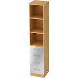 thumbnail of bümö office Aktenschrank Regal mit Schubladen, Büroschrank schmal aus FSC-Holz, 40cm breit in Buche/Silber - Aktenregal & Schubladenschrank mit
