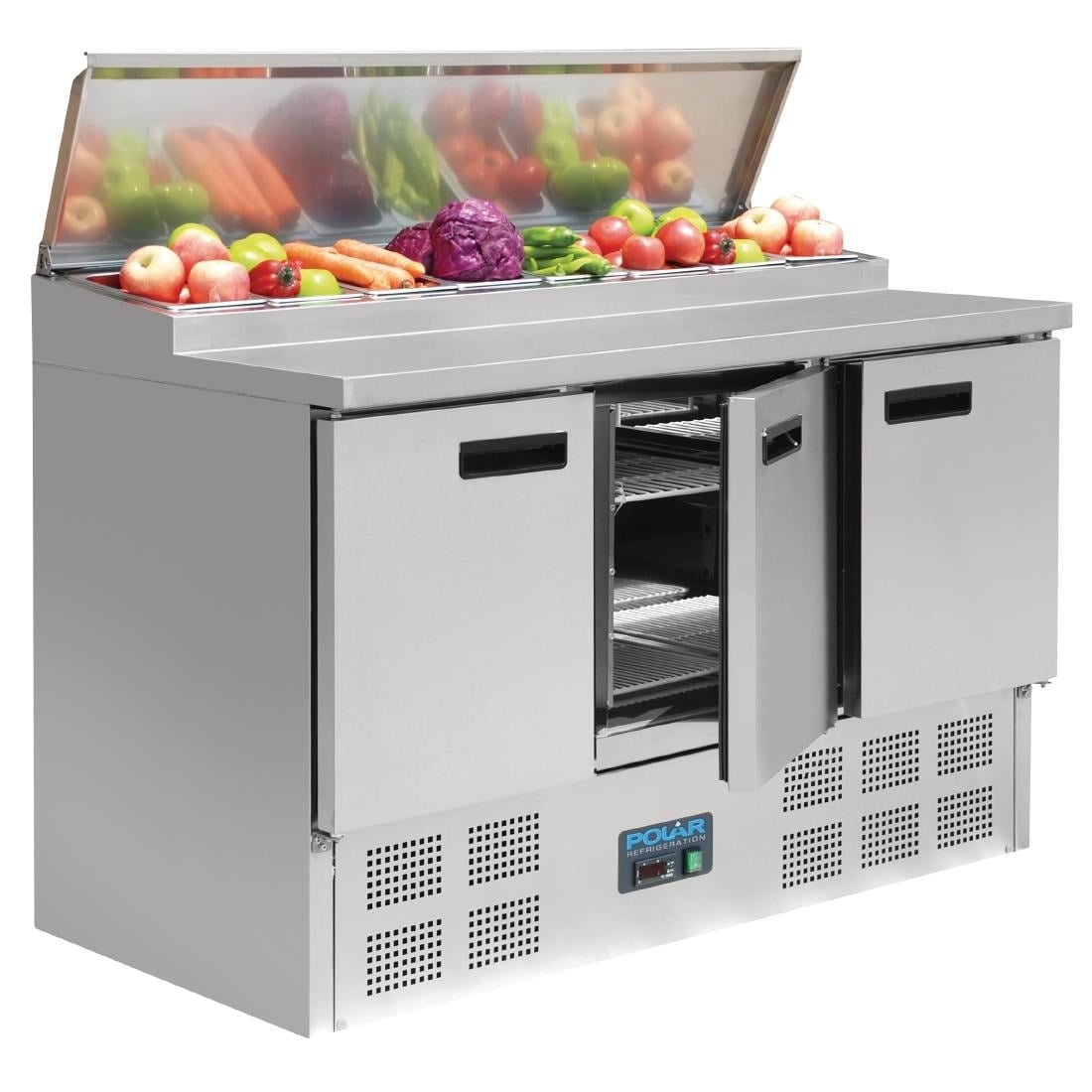 Tavolo refrigerato per pizza e saladette Polar da 390 litri