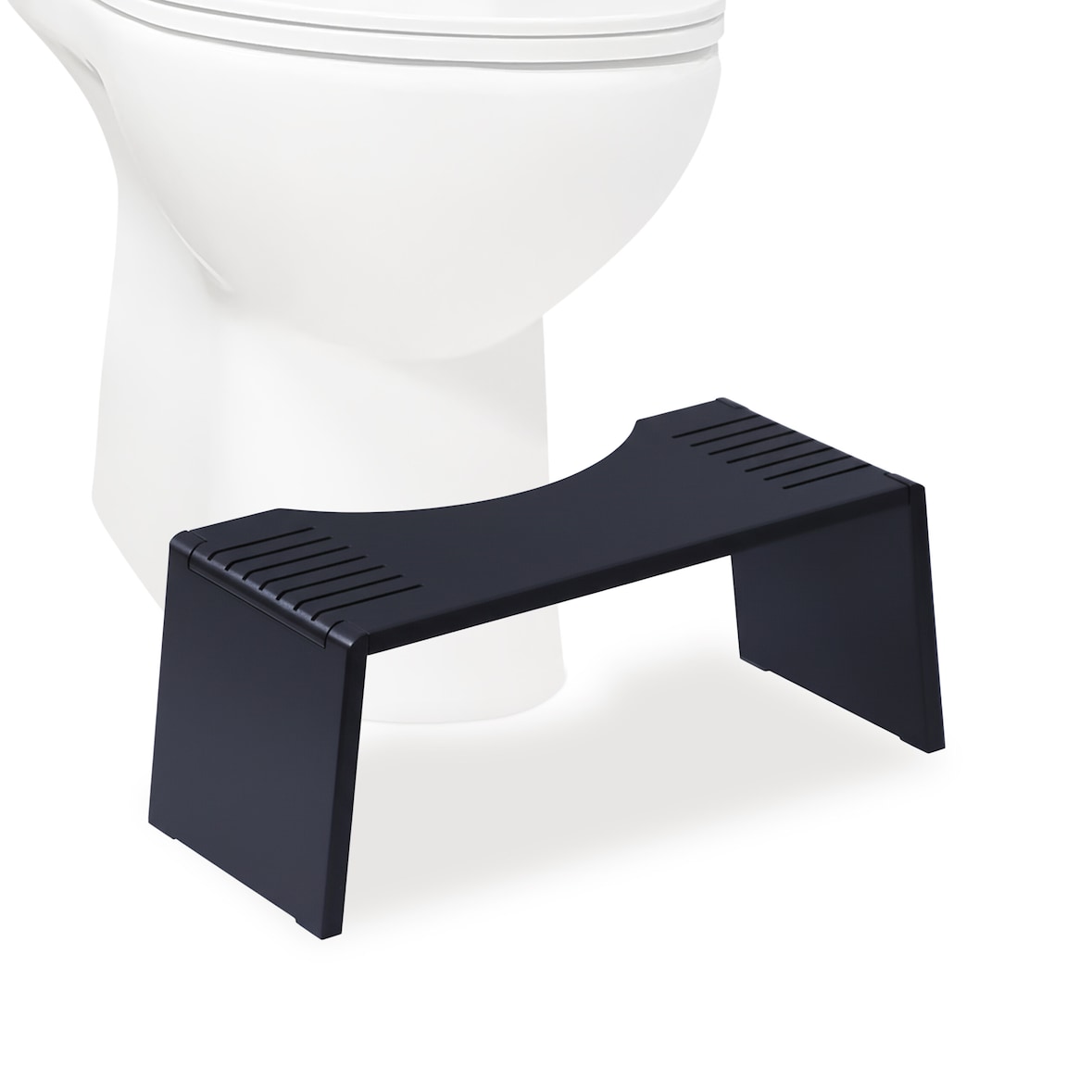 Relaxdays Toilettenhocker, klappbar, Hocker Toilettengang, Erwachsene, Bambus, rutschfest, HxBxT: 19x43,5x20 cm, schwarz