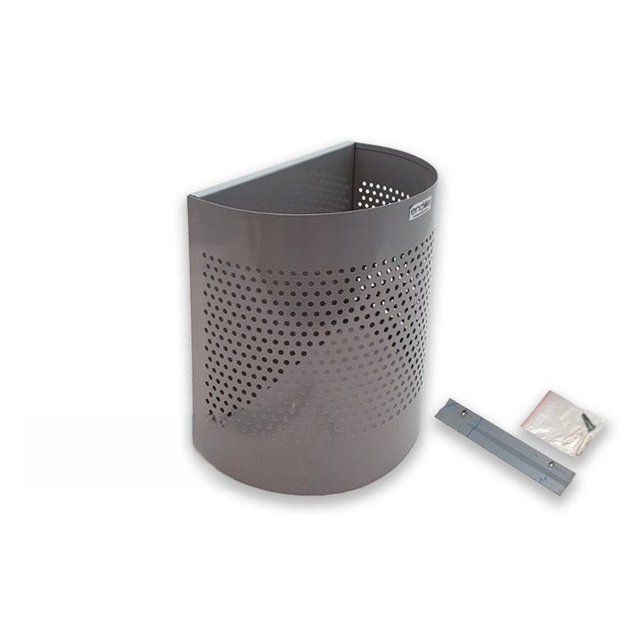 Papelera de pared metálica de color gris de 11 l para exteriores.. Modelo: CUB937