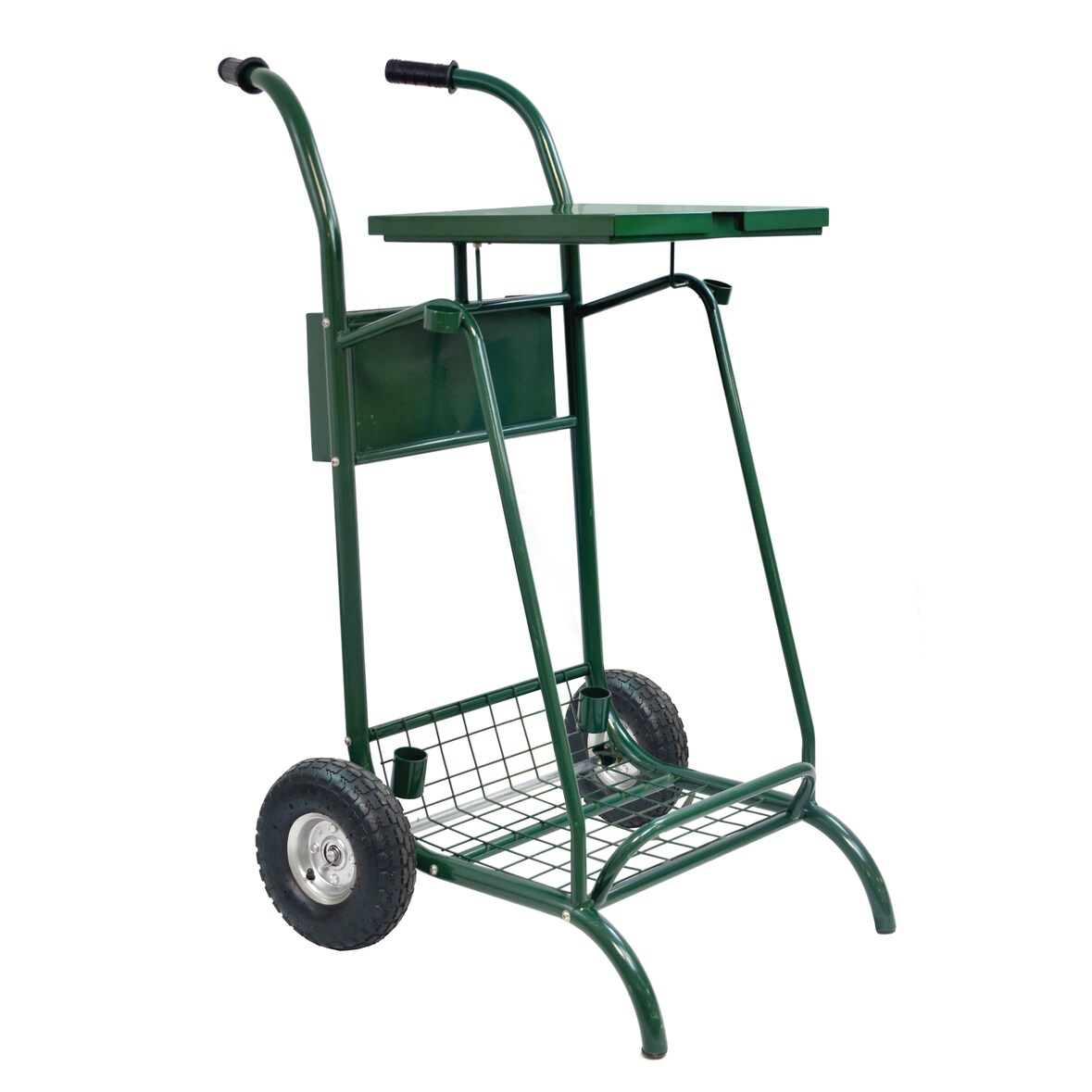 ROSSIGNOL Chariot de voirie roues pneumatiques 2x110L avec couvercle MOBISAC vert mousse