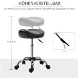 thumbnail of Arbeitshocker Rollhocker höhenverstellbar Schwarz 48x48x69 cm mit Sattelsitz Kunstlederbezug 360 Grad drehbar fünf Rollen pflegeleicht