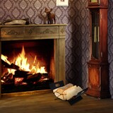 thumbnail of Relaxdays Kaminholzkorb Metall, modern, Kaminholz Aufbewahrung innen, HBT: 18,5 x 40,5 x 33 cm, groß, Holzlege, schwarz