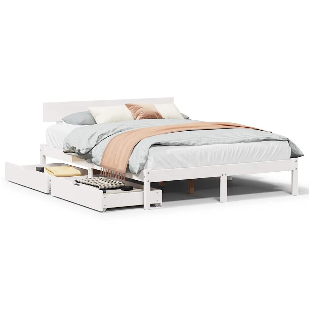 vidaXL Massivholzbett ohne Matratze Weiß 120x190 cm Kiefernholz