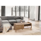 thumbnail of Couchtisch HWC-M48, Wohnzimmertisch Tisch Sofatisch, 52x114x59cm ~ beige, Schublade grau